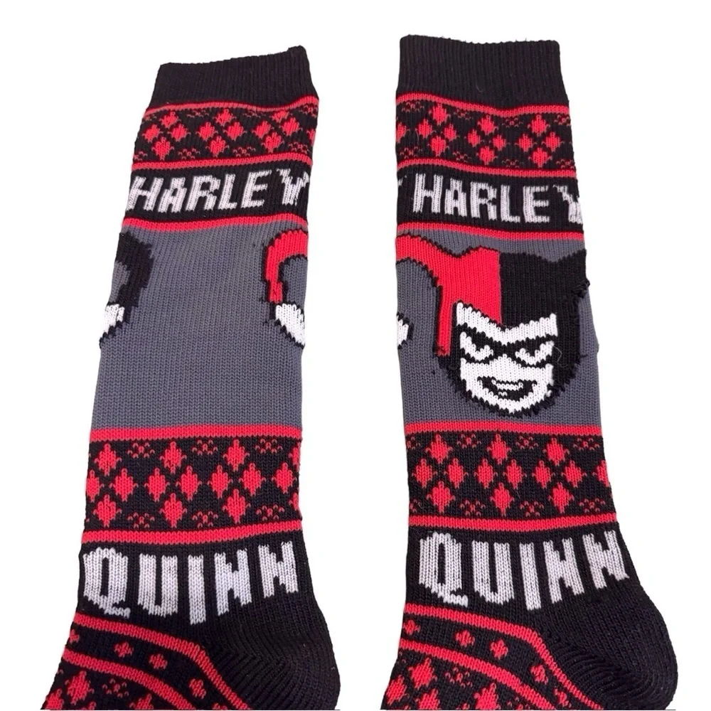 DC Comics Harley Quinn Socks in Red Gray Black OS